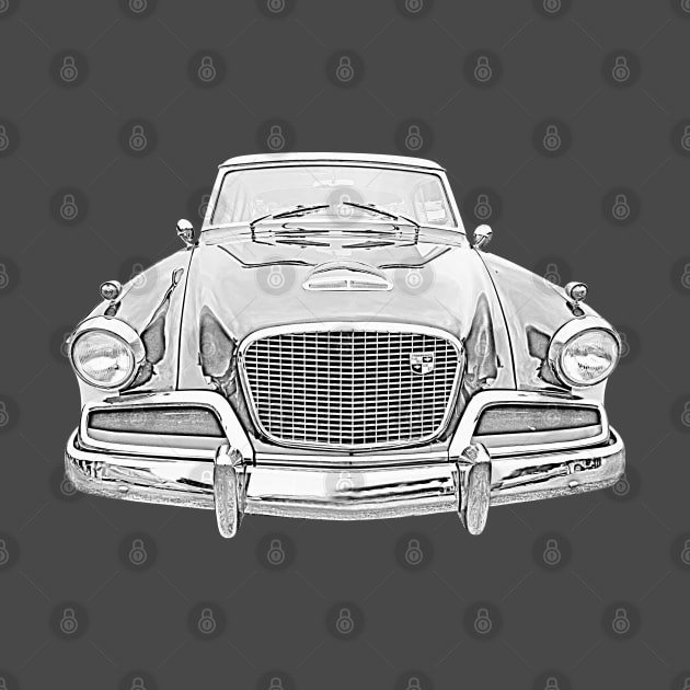 Studebaker Golden Hawk 1950s American classic car monochrome by soitwouldseem