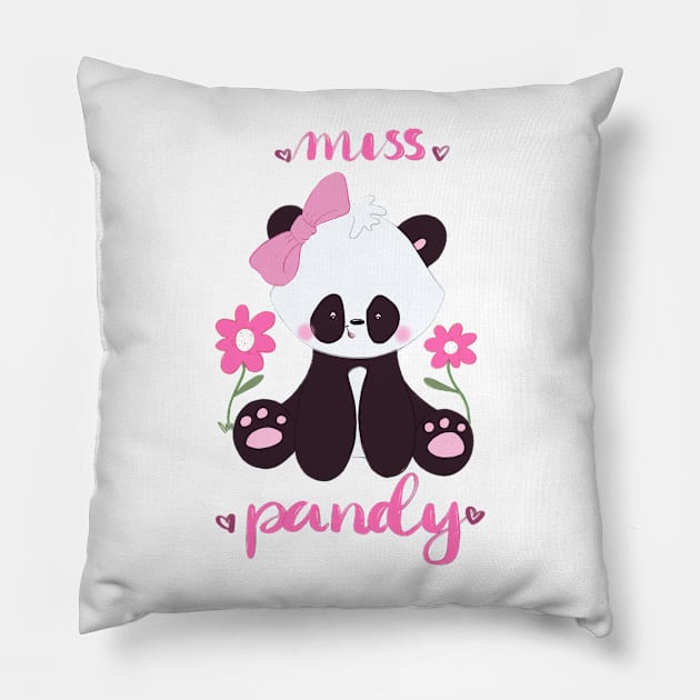 Miss Pandy - Cute Panda Design - Onesie Design- Onesies for Babies Pillow by Onyi