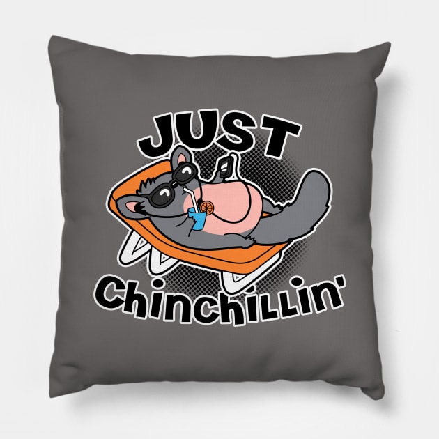 Funny Cute Kawaii Chinchilla Summer Beach Chilling Cartoon Meme Pillow by BoggsNicolas