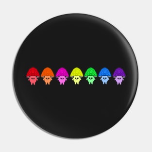 Rainbow Colours Awareness Ribbon Mushroom Men Pin