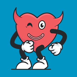 retro heart with devil horn T-Shirt