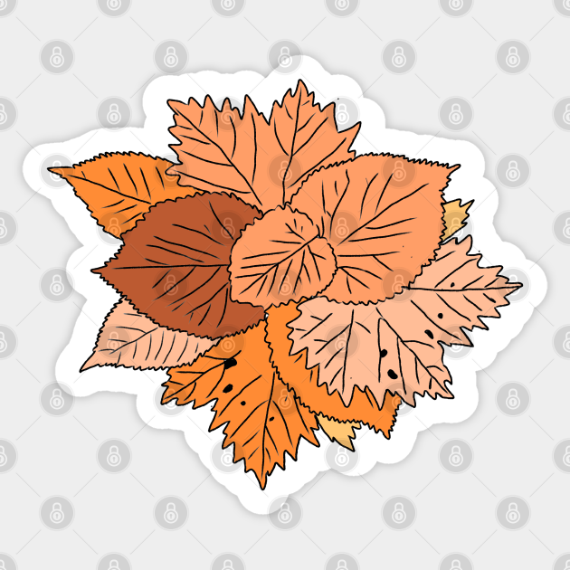 Autumn Fall Dried Fallen Leaves Seasonal Drawing Fall Autumn Leaves Sticker Teepublic