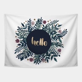 Hello flowers and branches - grey green and garnet Tapestry