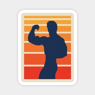 Vintage Body Builder Silhouette Magnet