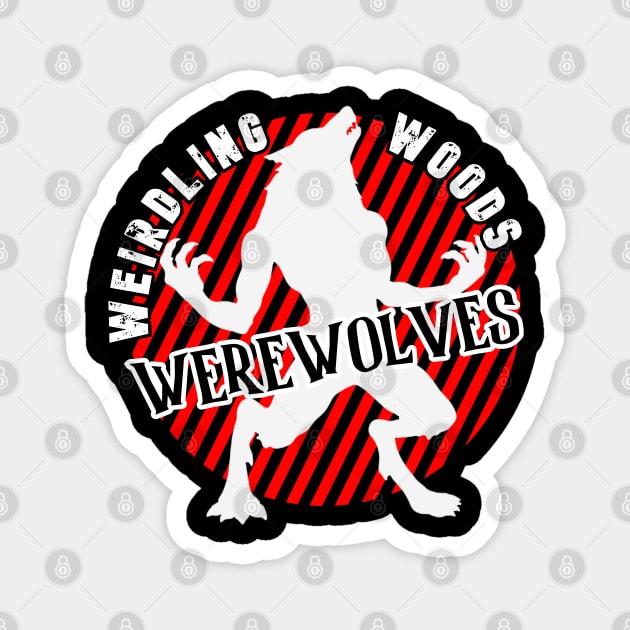 Weirdling Woods Werewolves (Black Outline) Magnet by Weird Darkness