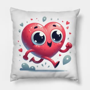 Cute Running Heart Pillow