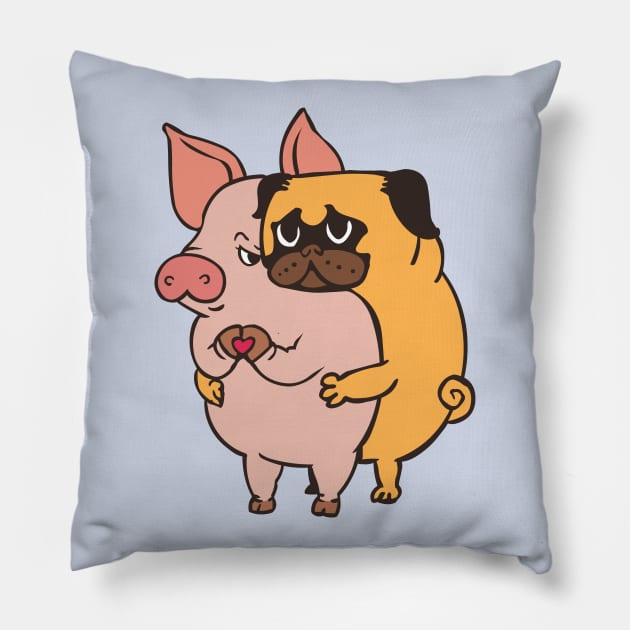 Friend Not Food Pug Pillow by huebucket