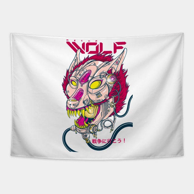 Wolf mechanical robot Tapestry by Bayuktx