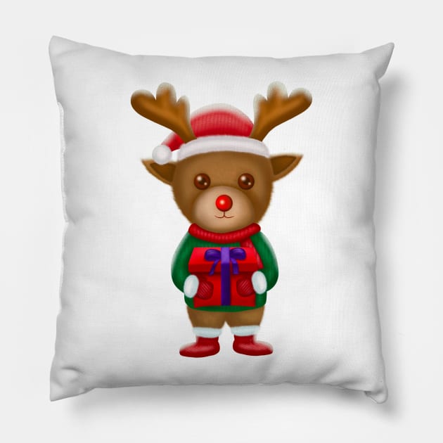 Santa deer Pillow by DerisArt