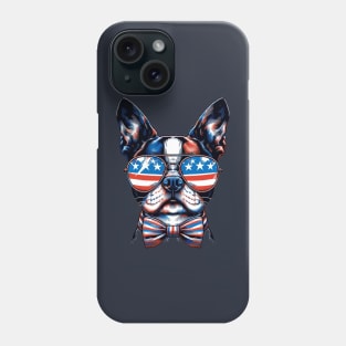 Boston Terrier Dog Sunglasses American Flag 4th of July Phone Case