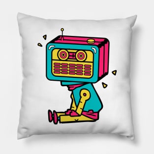 The Vintage Analog Radio Robot Robio Pillow