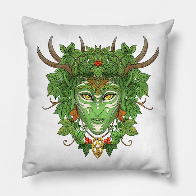 Green Man Pillow by Hareguizer