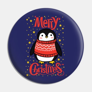 Merry Christmas a cute penguin illustration Pin