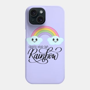 Create Your Own Rainbow with Kawaii Cute Clouds in Purple Phone Case