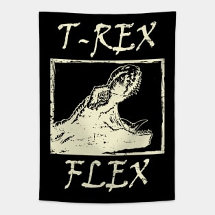 T-Rex Flex Dino Distressed Retro White Tapestry