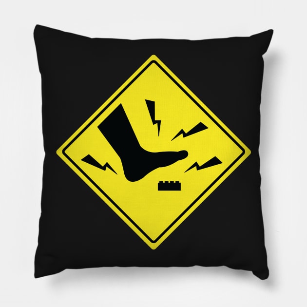 Caution!!! Pillow by StarkContrastDesigns