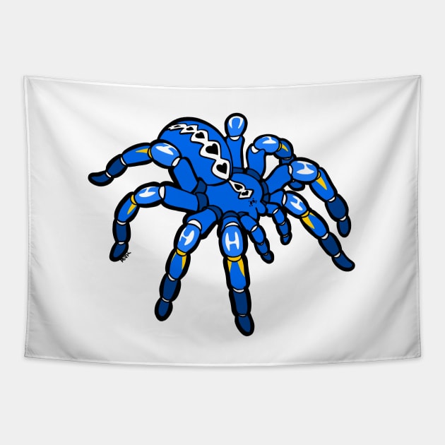 Blue Pokie Poecilotheria Metallica Gooty Sapphire Tarantula Bold Smooth Black Outline Tapestry by RJKpoyp