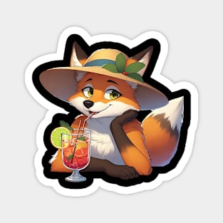 A fox drinking a cocktail AI Magnet