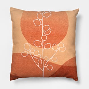 Neutral Boho Art Print, with orange sunset Pillow