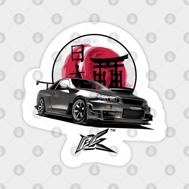 nissan gtr r34 race gray Magnet by naquash