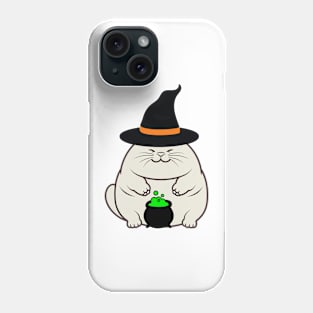 Funny fat cat is wearing a witch costume Phone Case