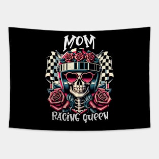 Mom Racing Queen Checkered Flag Floral Skeleton Racer Mama Mommy Mother Mothers Day Tapestry