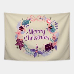 Pretty Christmas Wreath Tapestry