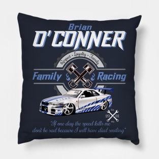 Brian O'Conner Family Racing Fast and Furious Tribute Pillow