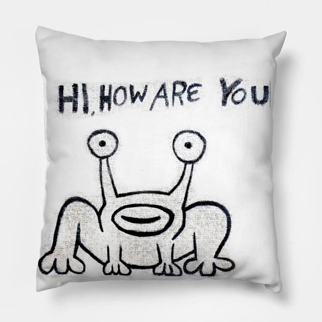 Daniel Johnston Hi How Are You Austin TX Pillow by scohoe