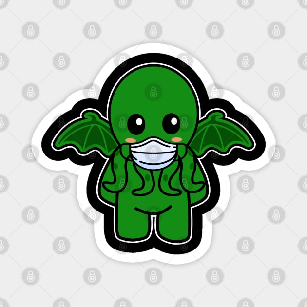 Cthulhu with a face mask Magnet by LunaMay