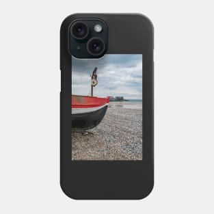 Crab fishing boat on the shingle beach Phone Case