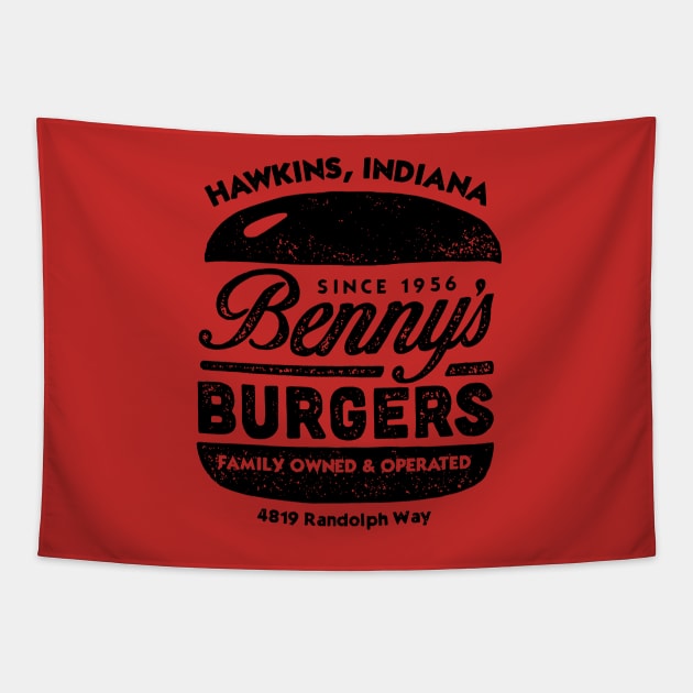 Benny's Burgers (black) Tapestry by CoryFreemanDesign