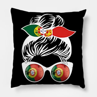 Portugal Football Messy Bun Pillow