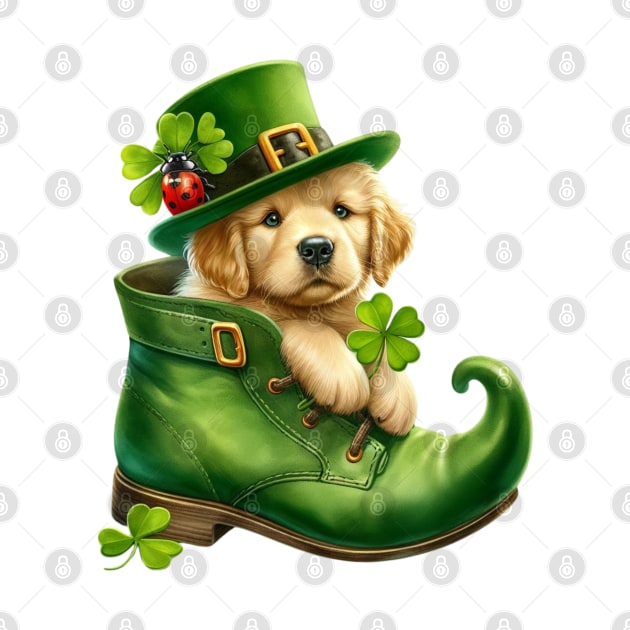 Golden Retriever Dog Shoes For Patricks Day by Chromatic Fusion Studio