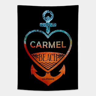 Carmel Beach, California, Sandy Heart Ship Anchor Tapestry