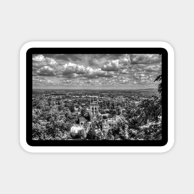 Great Malvern Priory in Malvern, Worcestershire, England, Black And White Magnet by tommysphotos