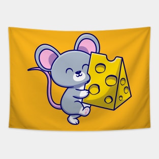 Cute Mouse Holding Cheese Tapestry