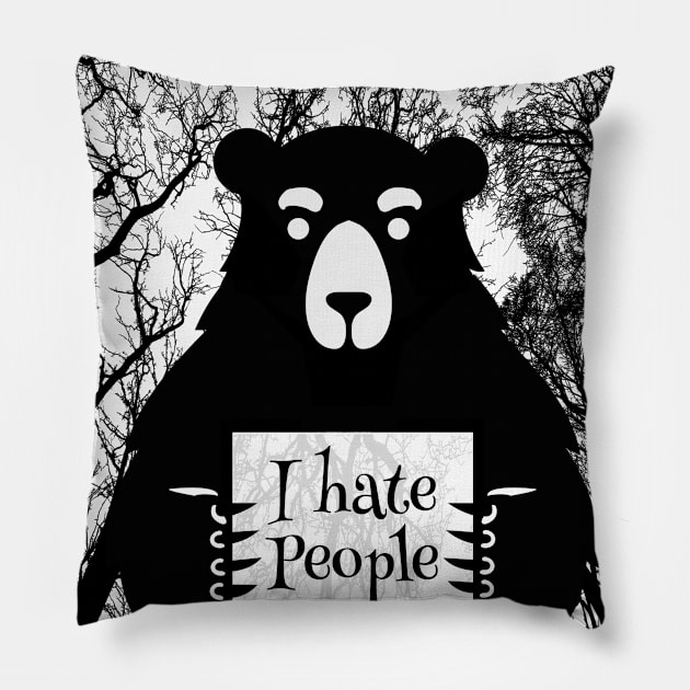 i hate people i love camping lovers - Funny sarcastic Bear Pillow by Tesszero