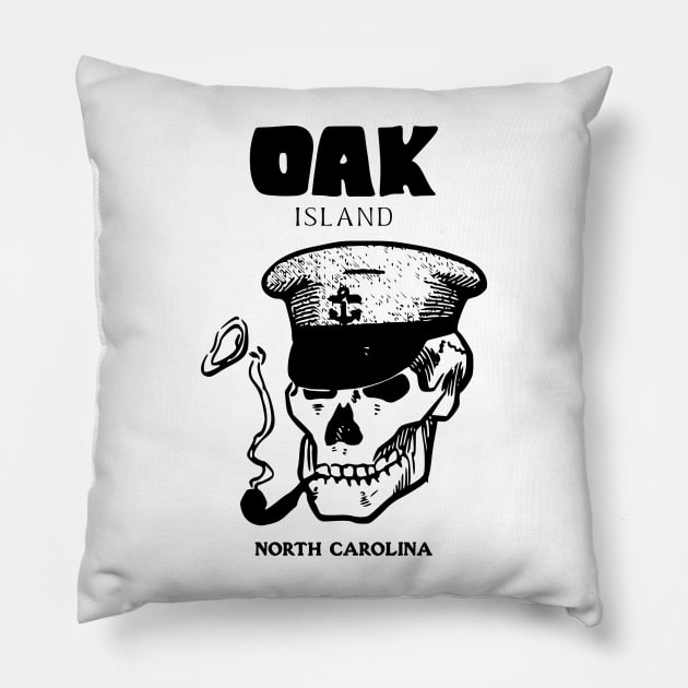 Oak Island, NC Skull Captain Pillow by Contentarama