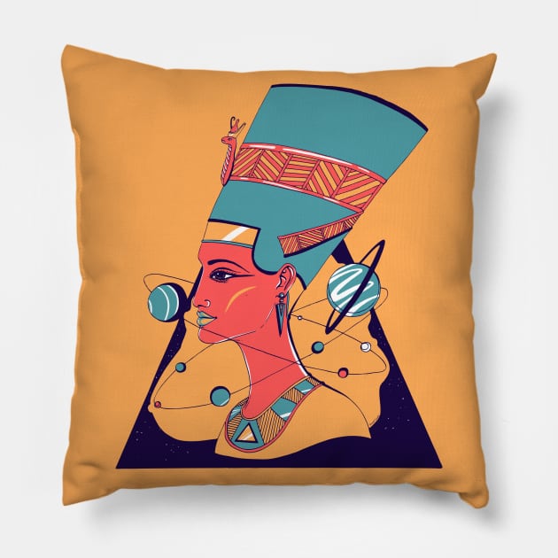 Retro Triad Nefertiti and The Stars Pillow by kenallouis