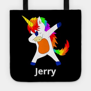 Jerry First Name Personalized Dabbing Unicorn Tote