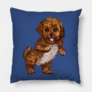 Cavapoo Cavoodle puppy laughing and dancing- cute cavalier king charles spaniel Pillow