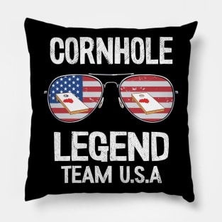 Cornhole Legend Team U.S.A American Flag Sunglasses Bean Bag Pillow