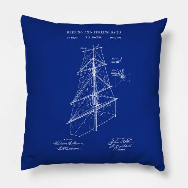 Sailing Ship Sail Patent 1878 Pillow by MadebyDesign