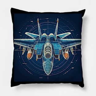 F14 Tomcat Fighter Jet Blueprint Engineering Pillow