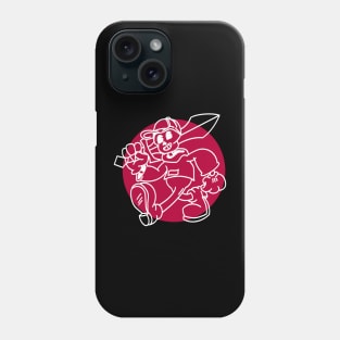 Game Knight Toon Pocket - White Outline w/ Rising Sun Phone Case