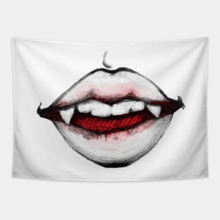 Red Vampire Teeth Halloween Tapestry