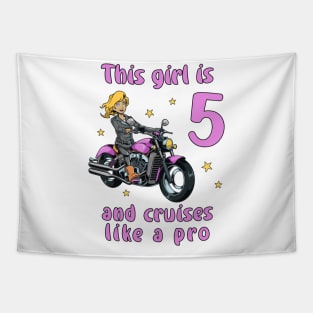 Girl five years old - 5th birthday motorcycle Tapestry