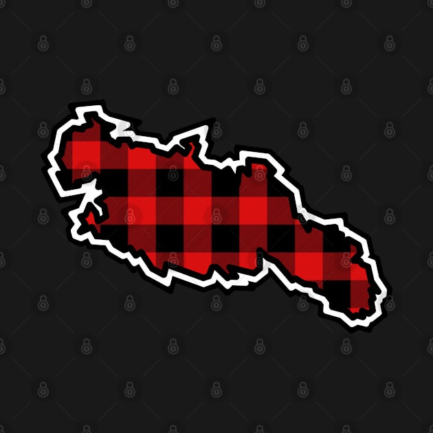 Lasqueti Island Silhouette in Red and Black Plaid - Simple Canadian Pattern - Lasqueti Island by Bleeding Red Paint