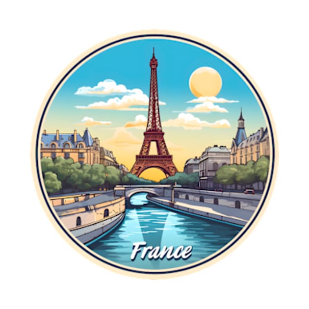 Seal of France, Eiffel Tower, River Seine by 8 Arts